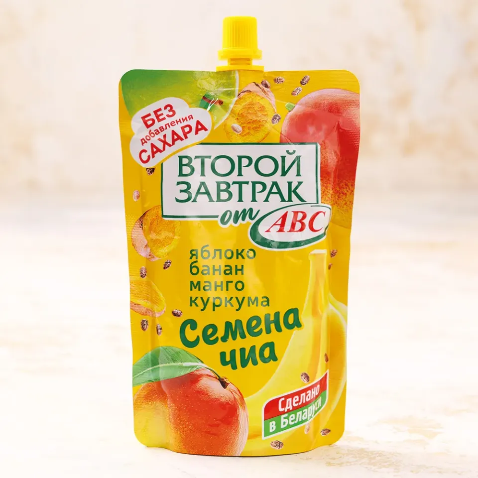 Десерт фруктовый яблоко-банан-манго-семена чиа-куркума Второй завтрак 200г