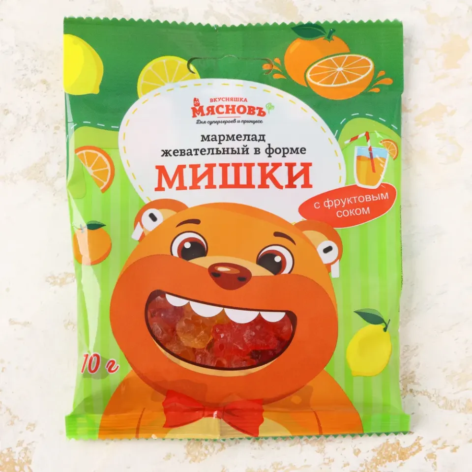 Мармелад жевательный Мишки с фруктовым соком Мясновъ ВКУСНЯШКА 70г