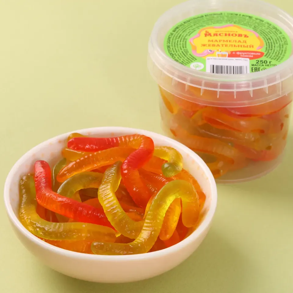 Мармелад жевательный Черви с фруктовым соком Мясновъ ВКУСНЯШКА 250г
