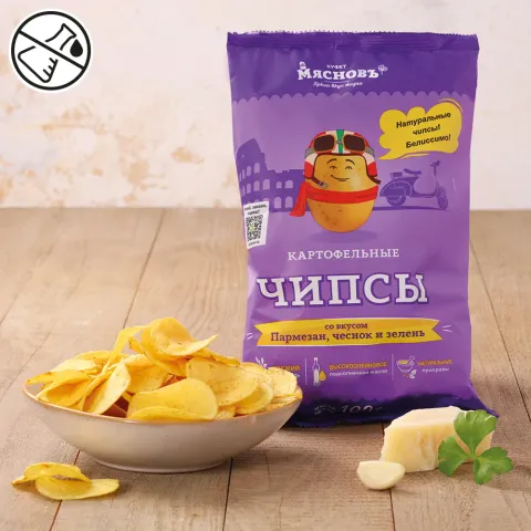 Чипсы картофельные сыр пармезан с чесноком и зеленью 100г