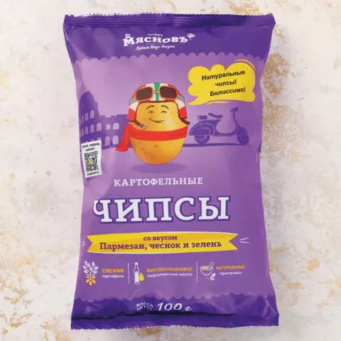Чипсы картофельные сыр пармезан с чесноком и зеленью 100г