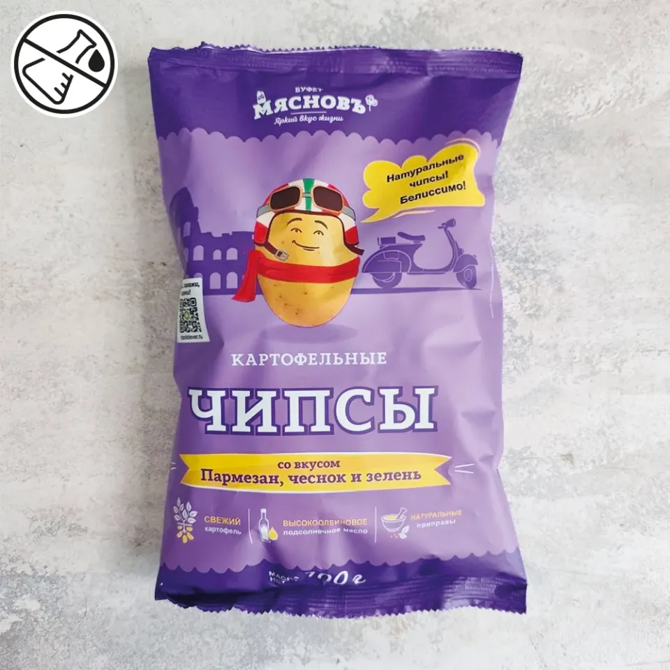 Чипсы картофельные сыр пармезан с чесноком и зеленью 100г