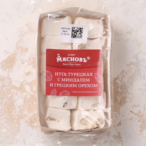 Нуга с миндалем и грецким орехом 150г