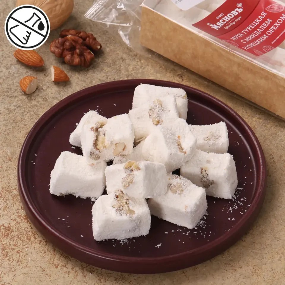 Нуга с миндалем и грецким орехом 150г