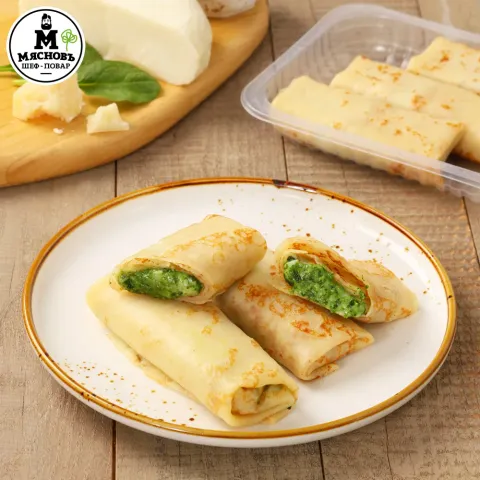 Блинчики со шпинатом и сыром