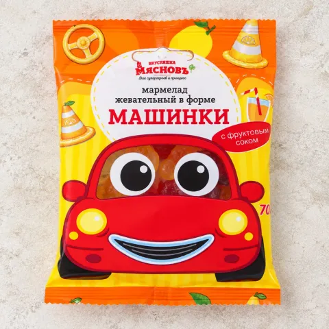 Мармелад жевательный Машинки с фруктовым соком Мясновъ ВКУСНЯШКА 70г
