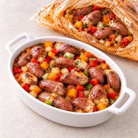 Сердечки куриные с овощами в соусе Фо Бо для запекания