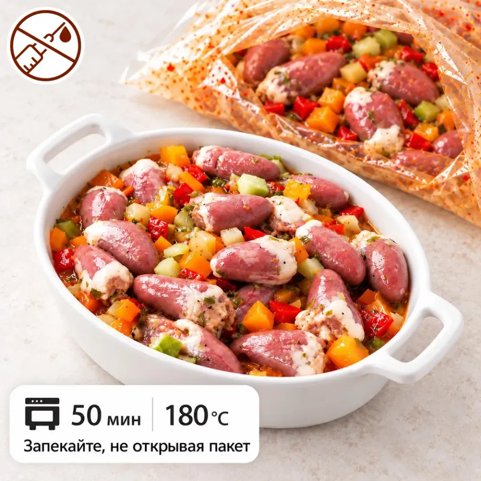 Сердечки куриные с овощами в соусе Фо Бо для запекания