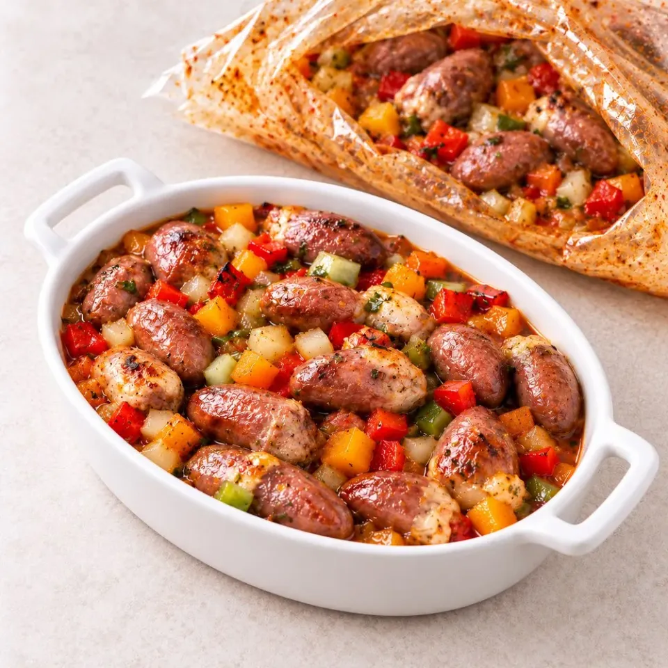 Сердечки куриные с овощами в соусе Фо Бо для запекания