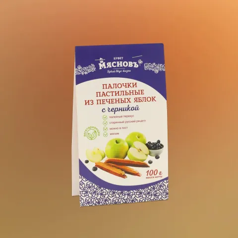 Палочки из печеных яблок постные с черникой 100г