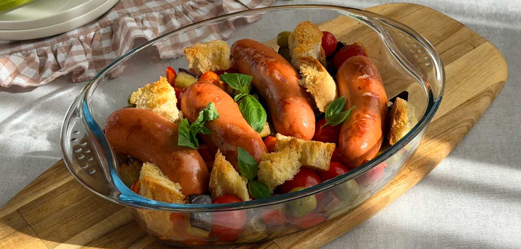 Овощное рагу с сардельками